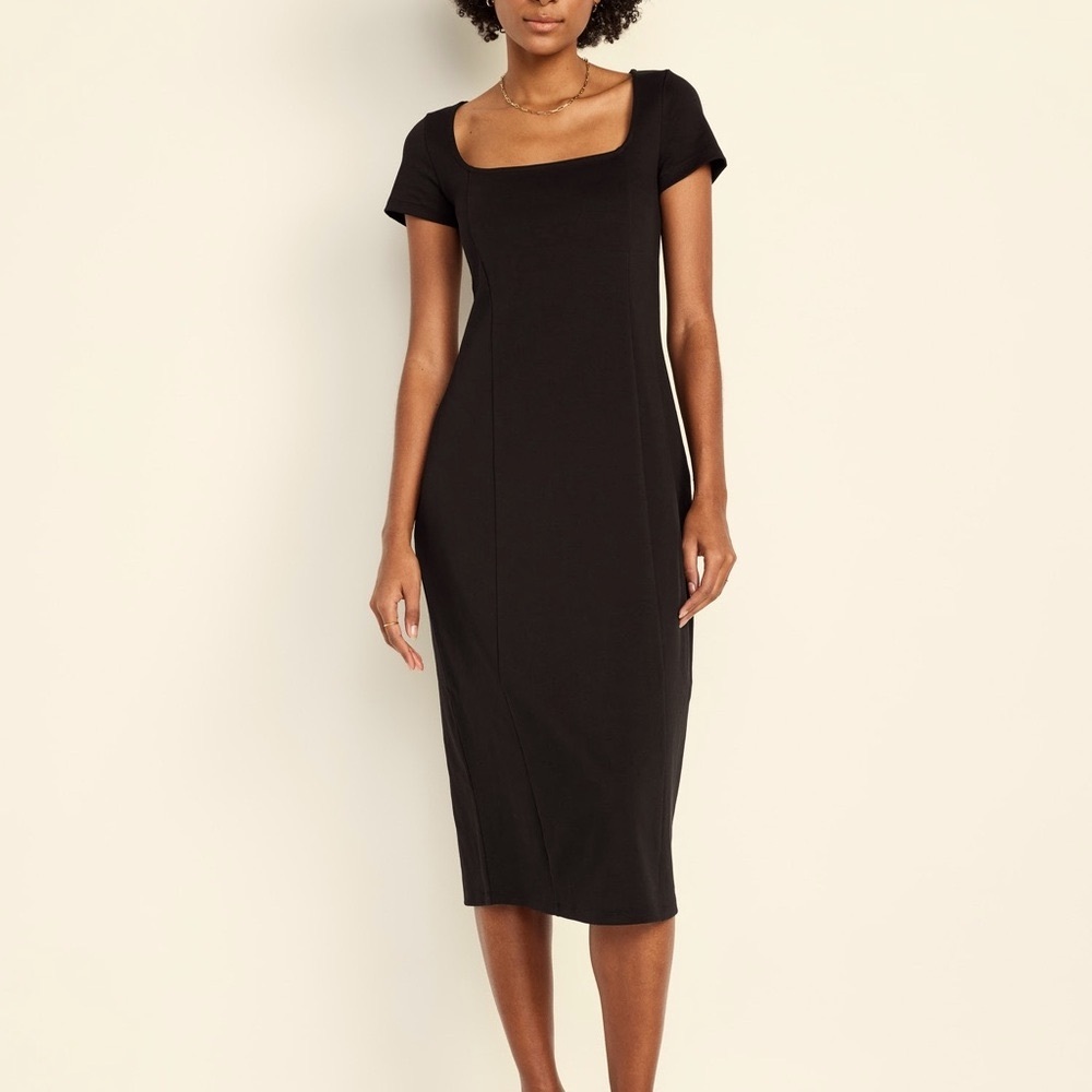 Old Navy Black Square-Neck Midi Dres